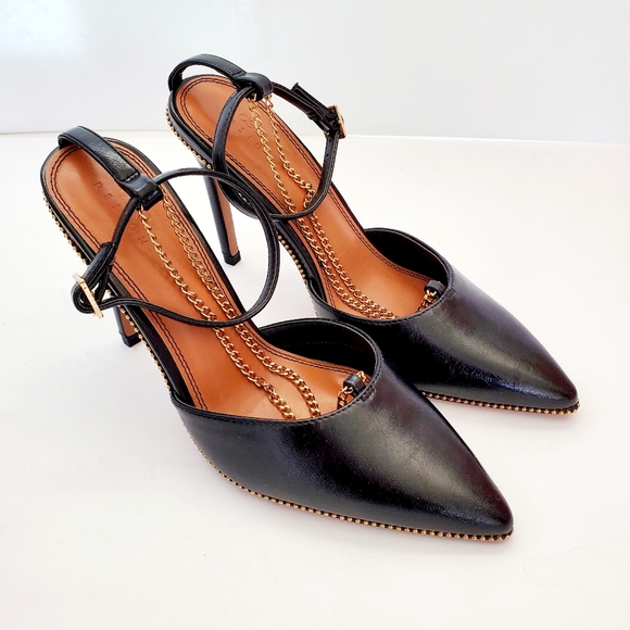 ASOS DESIGN Priscilla Black Pointed Toe High Heels with Chain Size 8Cat & Jack B - Picture 2 of 10